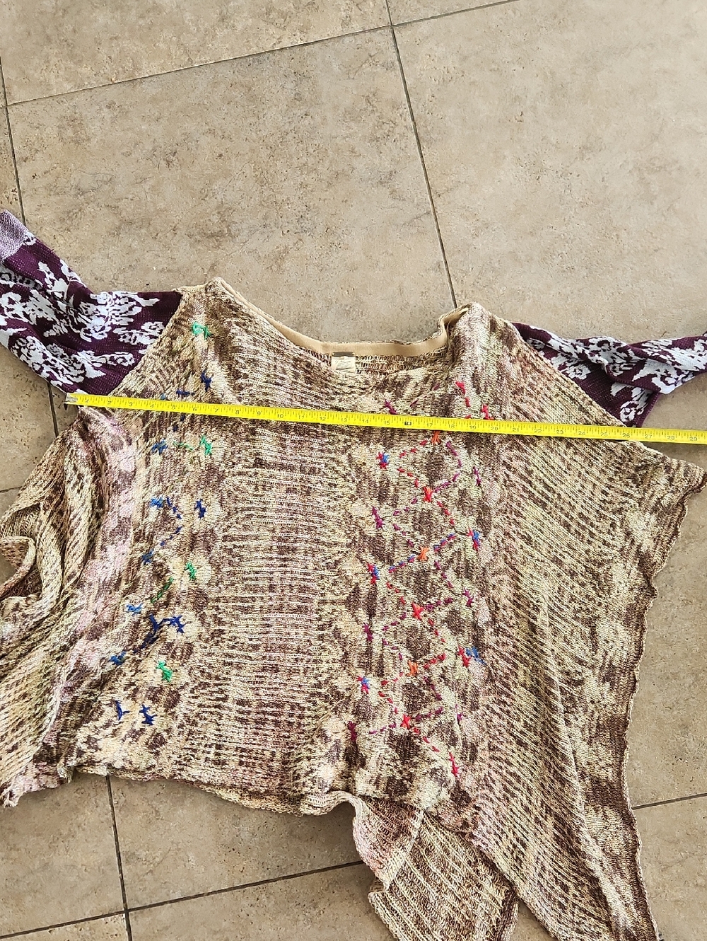 Free People..Boho Floral Embroidered Draped Knit Sweater - - Picture 8 of 11